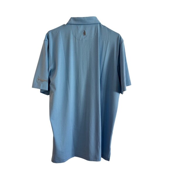 Johnnie-O Polo Shirt Mens Large Polyester Spandex Blue Solid Short Sleeve Stretc - Picture 3 of 5